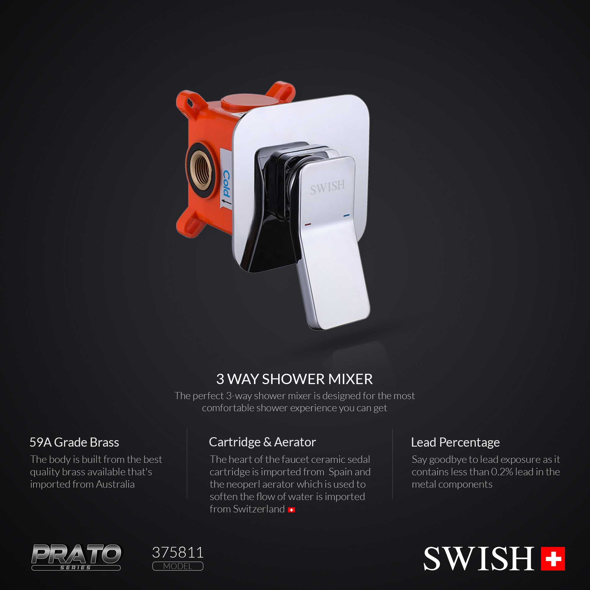 375811 SWISH Prato Shower Mixer 3 Way 2