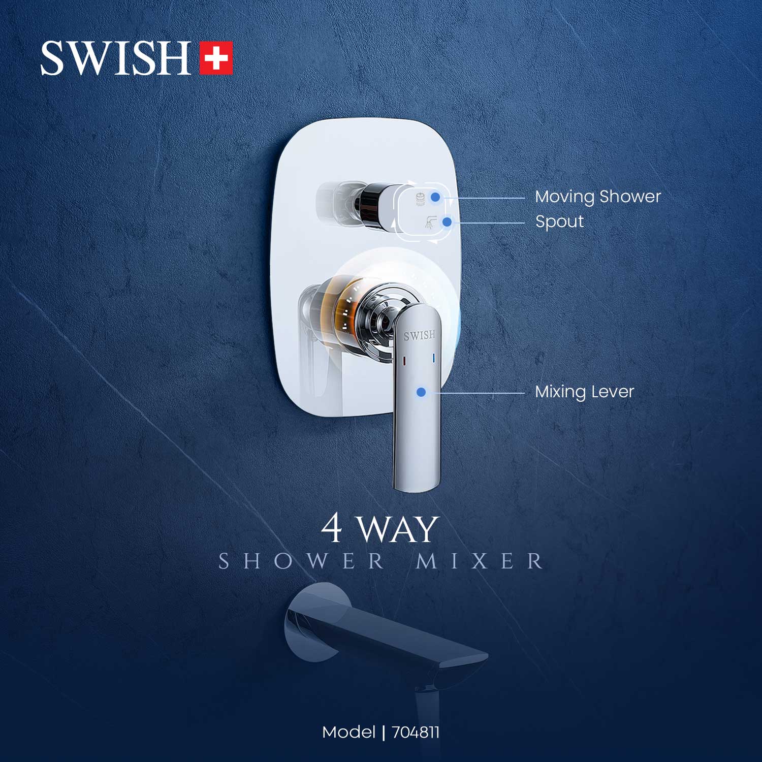 704811 SWISH Paris Shower Mixer 4 Way Spout 2