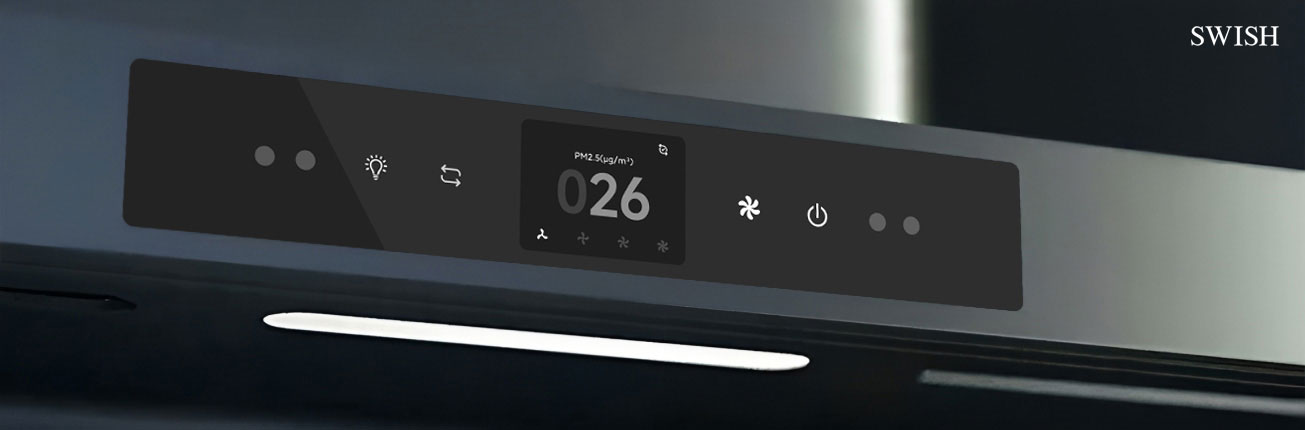 SWISH smart kitchen hood digital display with logo