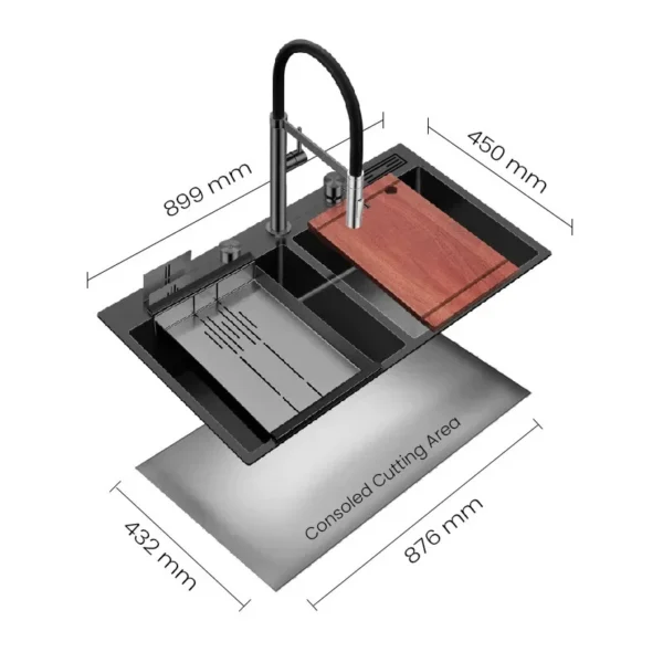 Siperio - M1836DB SWISH Multifunctional Sink Moonlight Black - Image 3